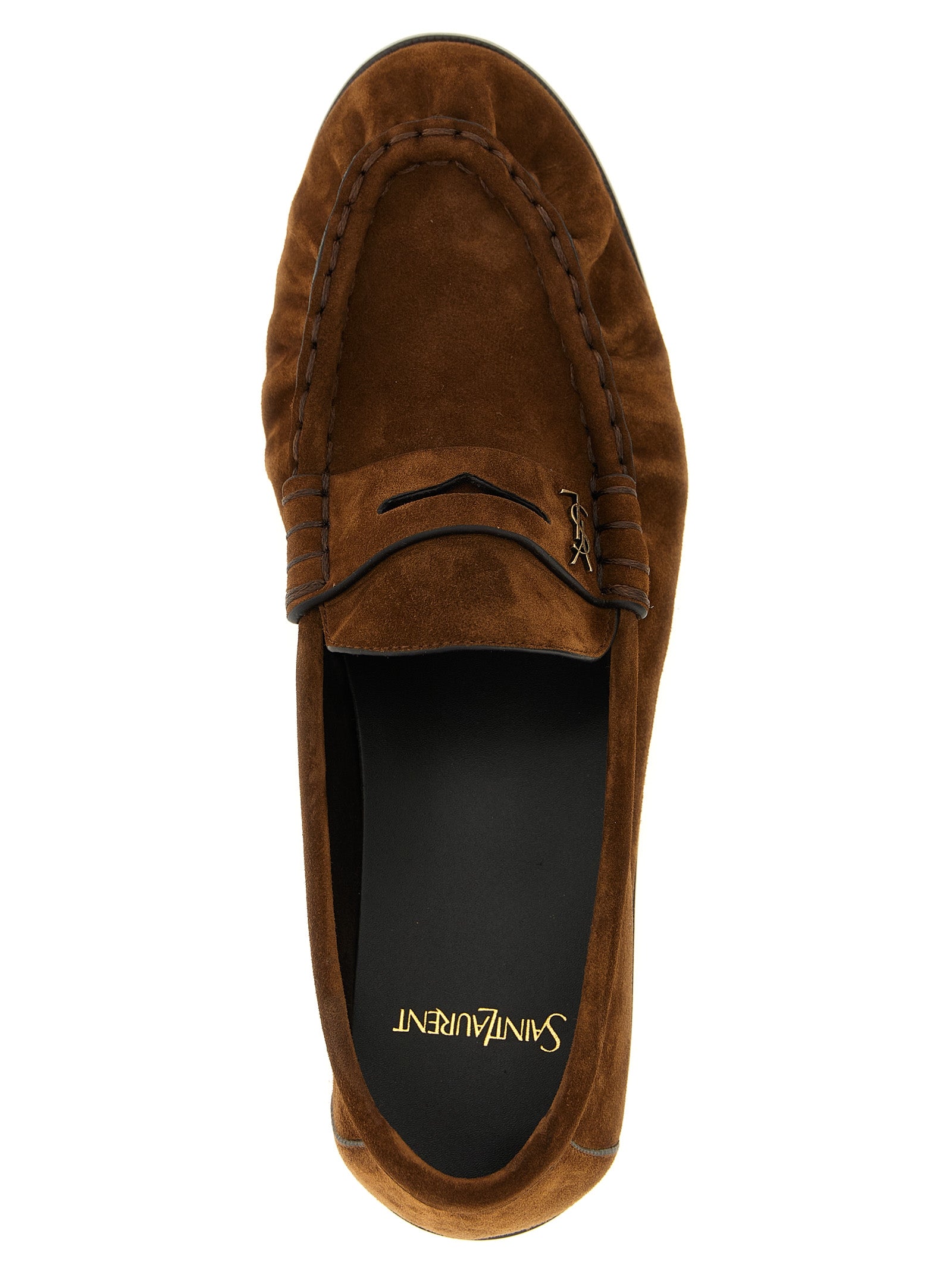 Saint Laurent Brown Calfskin Slip-On Loafers