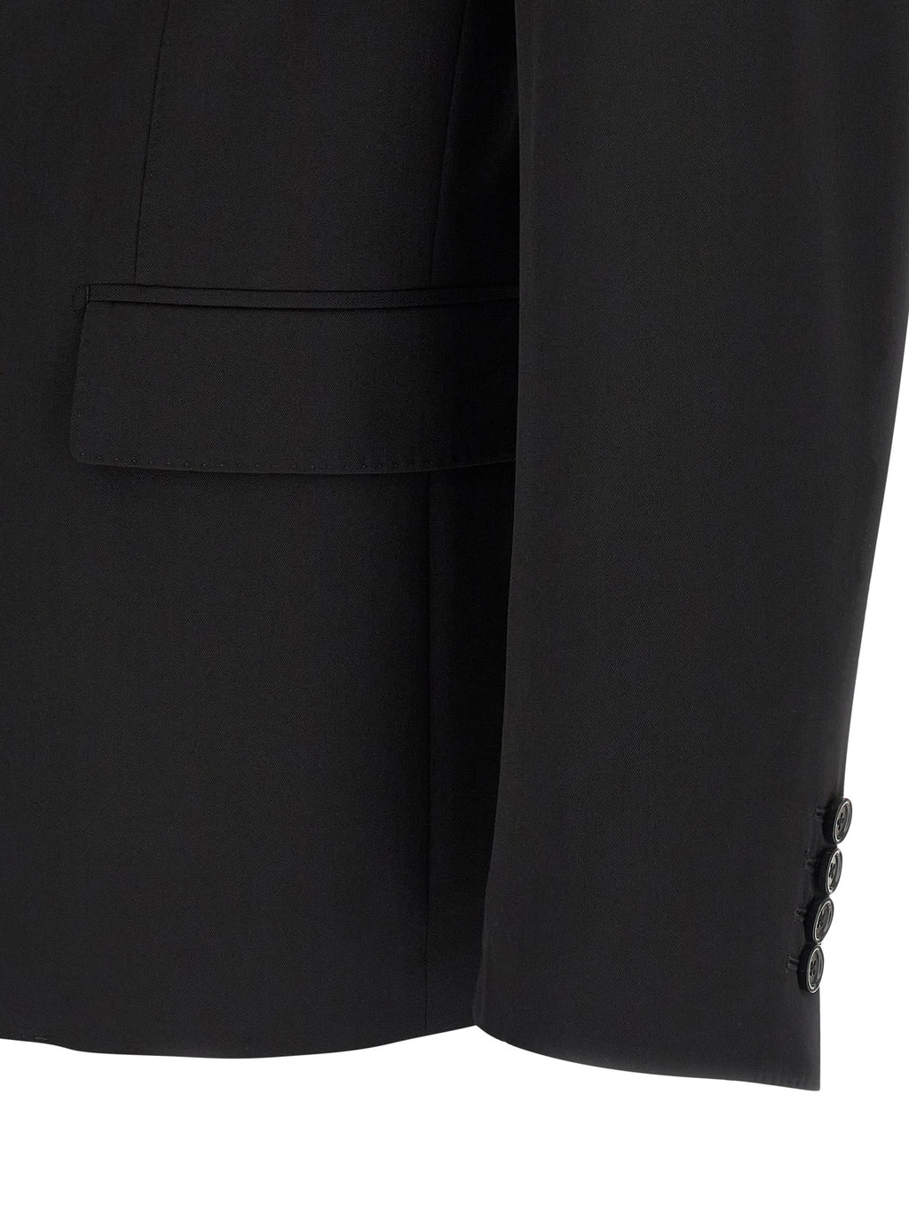 Veste blazer noire en laine vierge de Dolce & Gabbana, coupe élégante et sophistiquée, vue de face sur fond neutre.