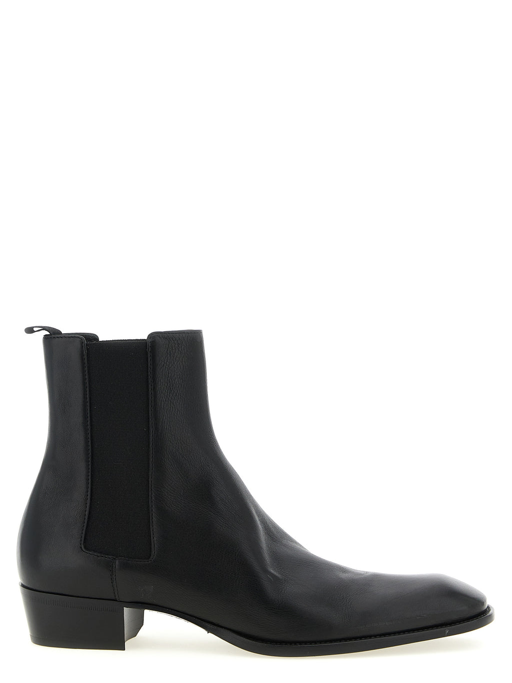 Bottes Chelsea en cuir de veau noir de Saint Laurent, élégantes et classiques pour hommes.