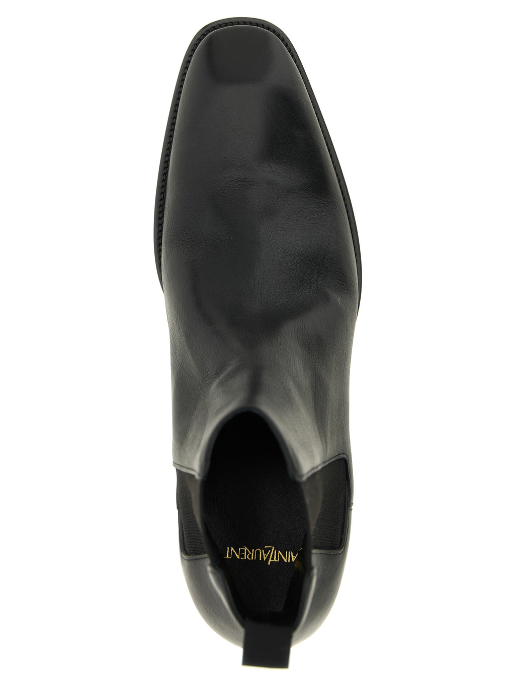 Bottes Chelsea en cuir de veau noir de Saint Laurent, élégantes et classiques, avec semelle en caoutchouc et design épuré.