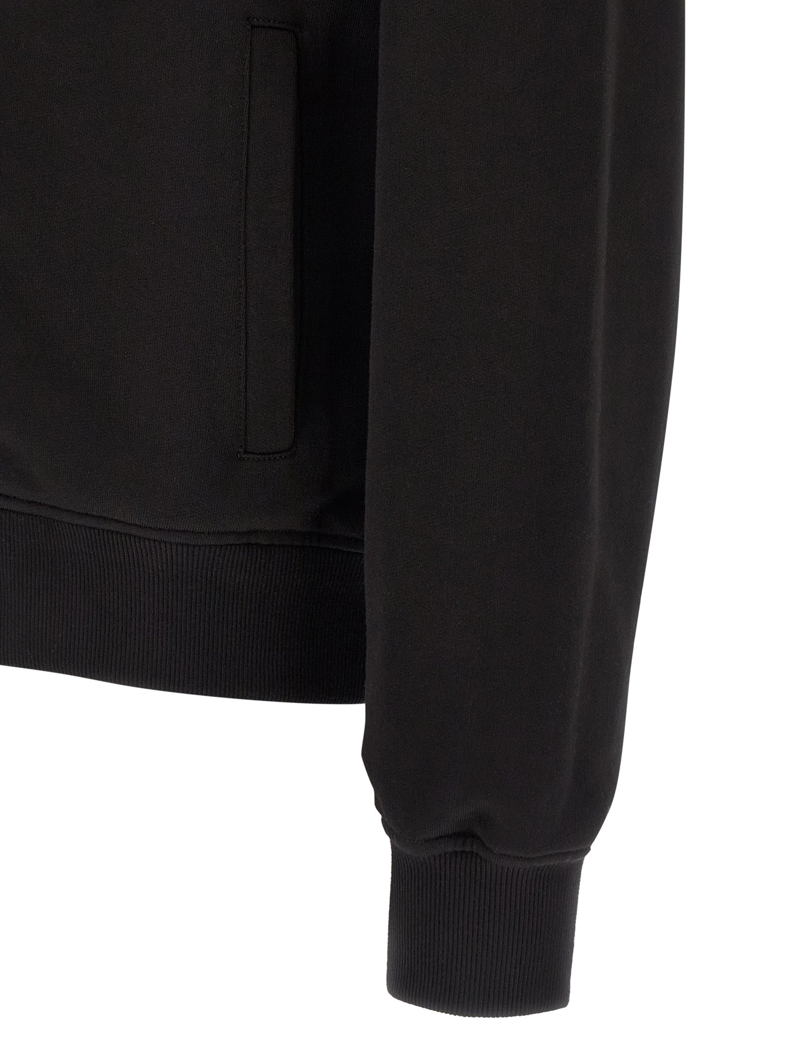 Sweatshirt noire en coton de Dolce & Gabbana, vêtement décontracté avec logo signature visible sur la poitrine.