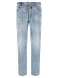 Jeans droit en coton bleu Dsquared², vue d'ensemble montrant la coupe droite et la texture du tissu.
