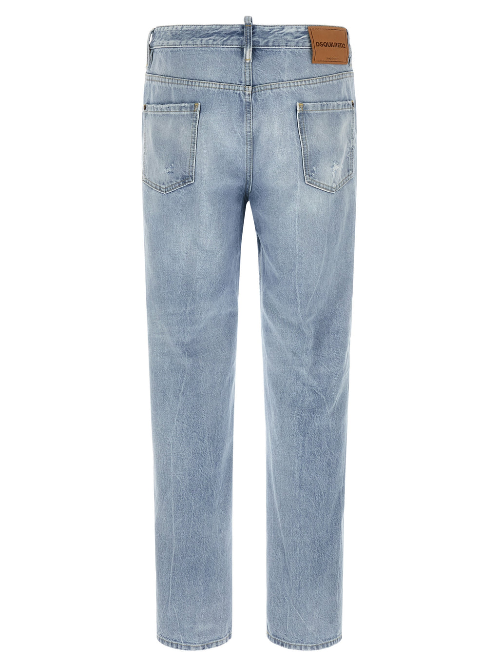 Jeans en coton bleu à coupe droite de Dsquared², vêtement décontracté pour homme.