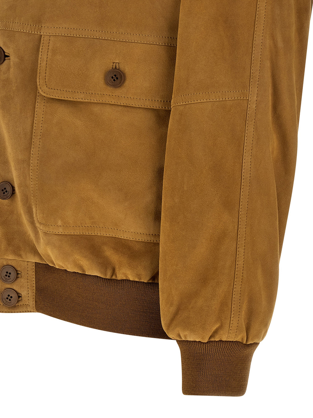 Blouson en cuir d'agneau marron Saint Laurent, veste élégante en cuir souple avec détails raffinés.