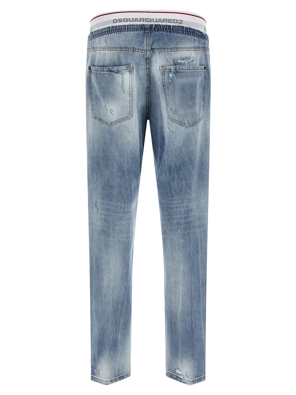 Jeans bleus en coton de coupe décontractée de la marque Dsquared², visibles avec détails et texture.
