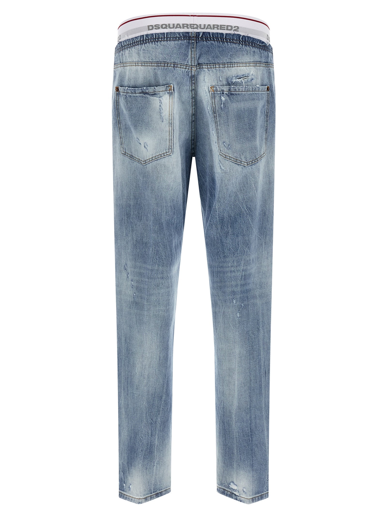 Jeans bleus en coton de coupe décontractée de la marque Dsquared², visibles avec détails et texture.