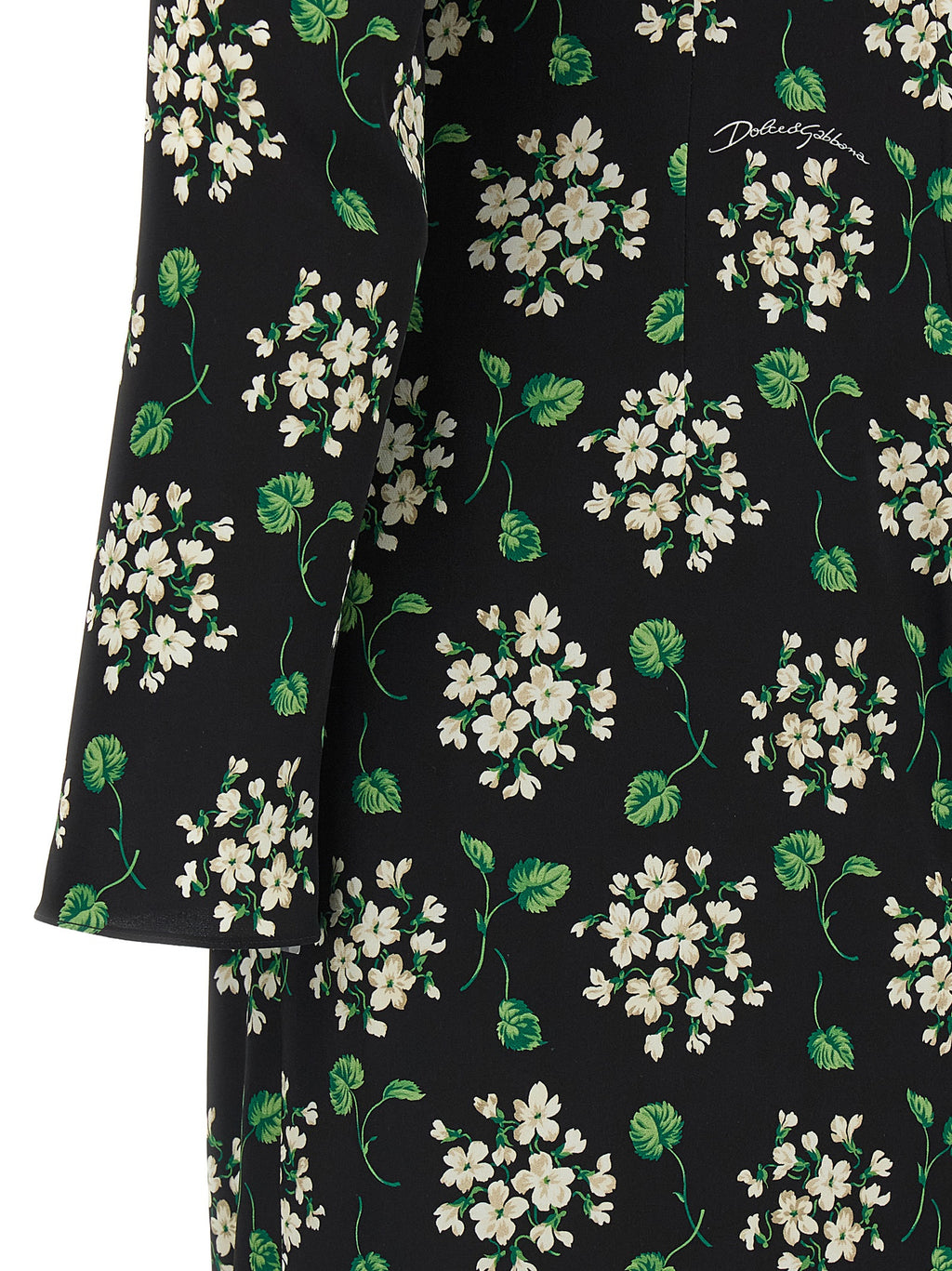 Robe midi noire en synthétique de Dolce & Gabbana, silhouette élégante et moderne, vue de face.