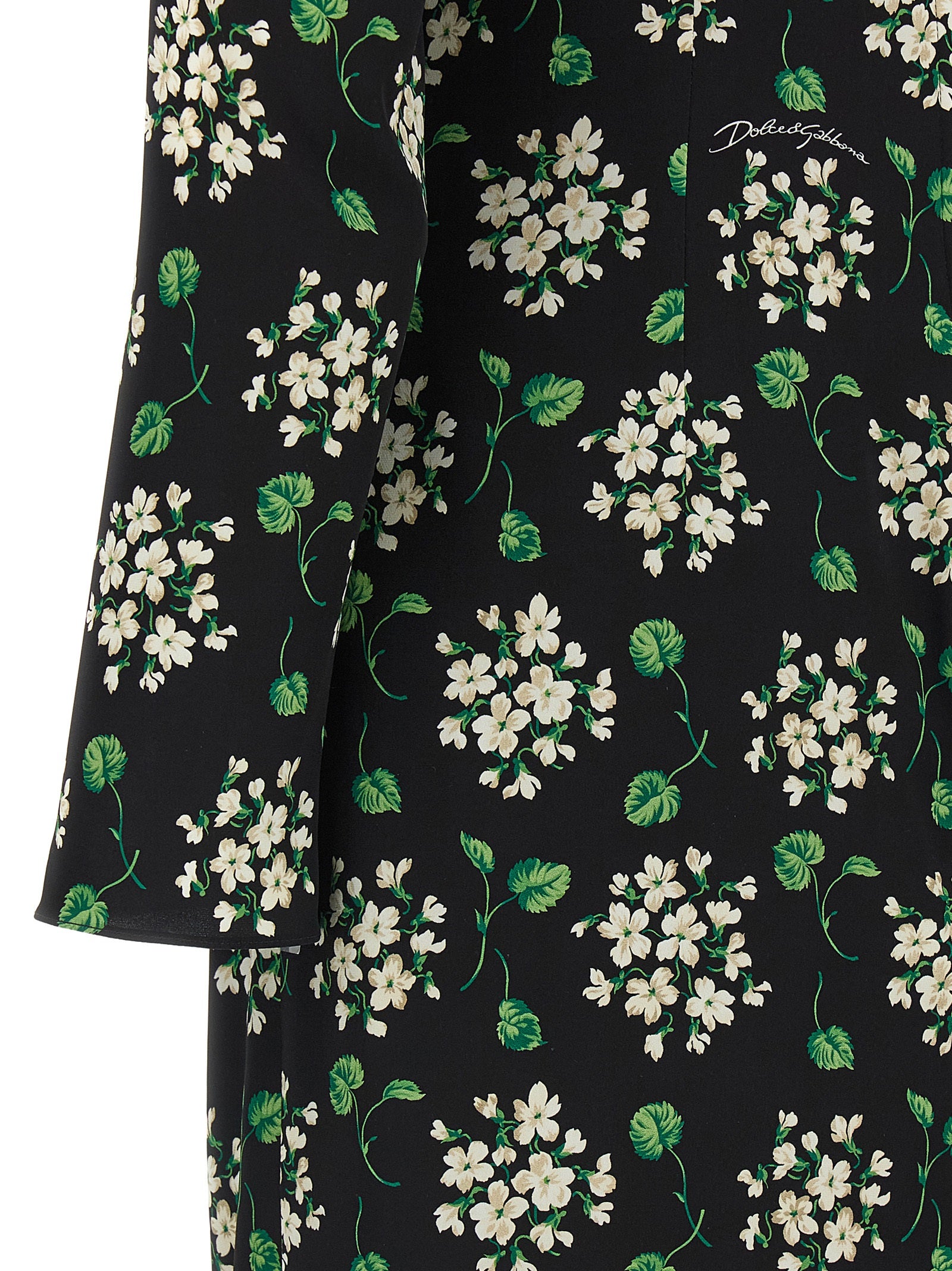 Robe midi noire en synthétique de Dolce & Gabbana, silhouette élégante et moderne, vue de face.