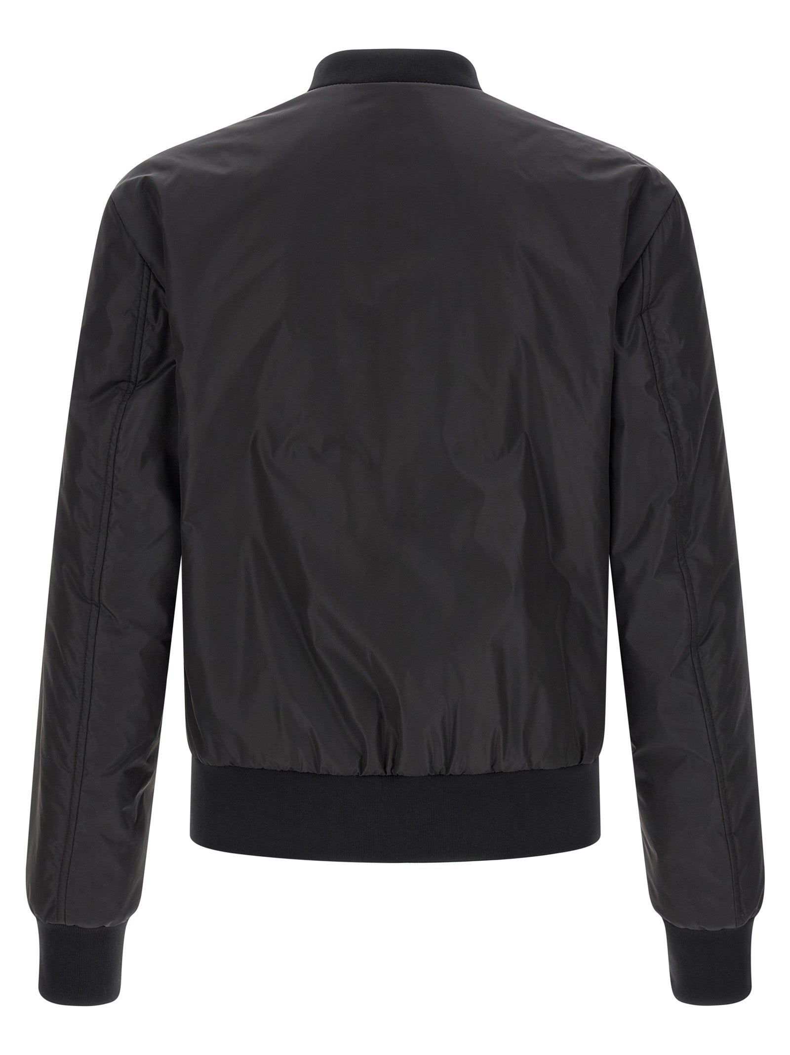Veste bomber noire en polyamide de Dolce & Gabbana, style moderne avec détails élégants et coupe ajustée.