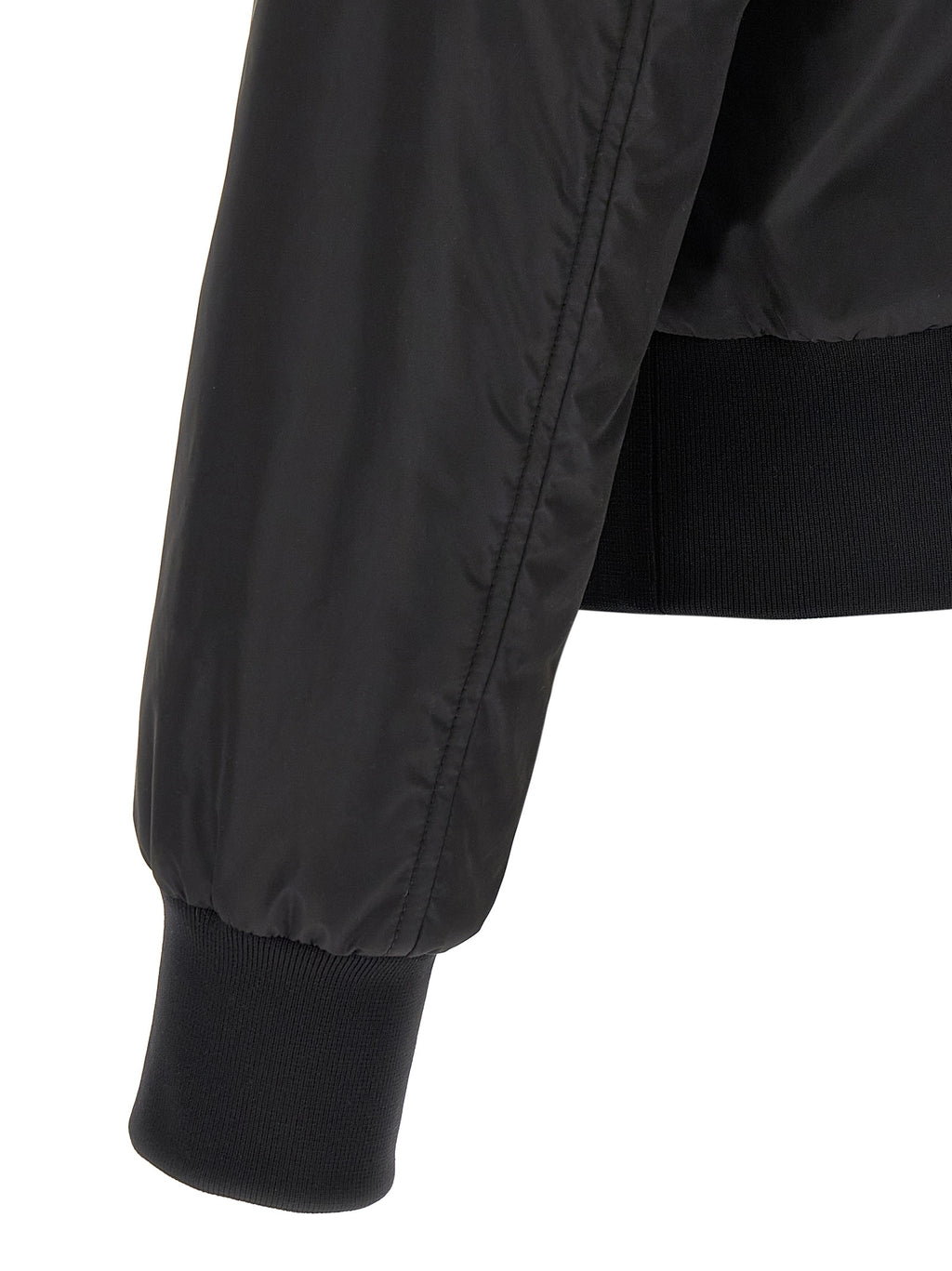 Veste bomber noire en polyamide de Dolce & Gabbana, style moderne avec détails élégants, vue de face.