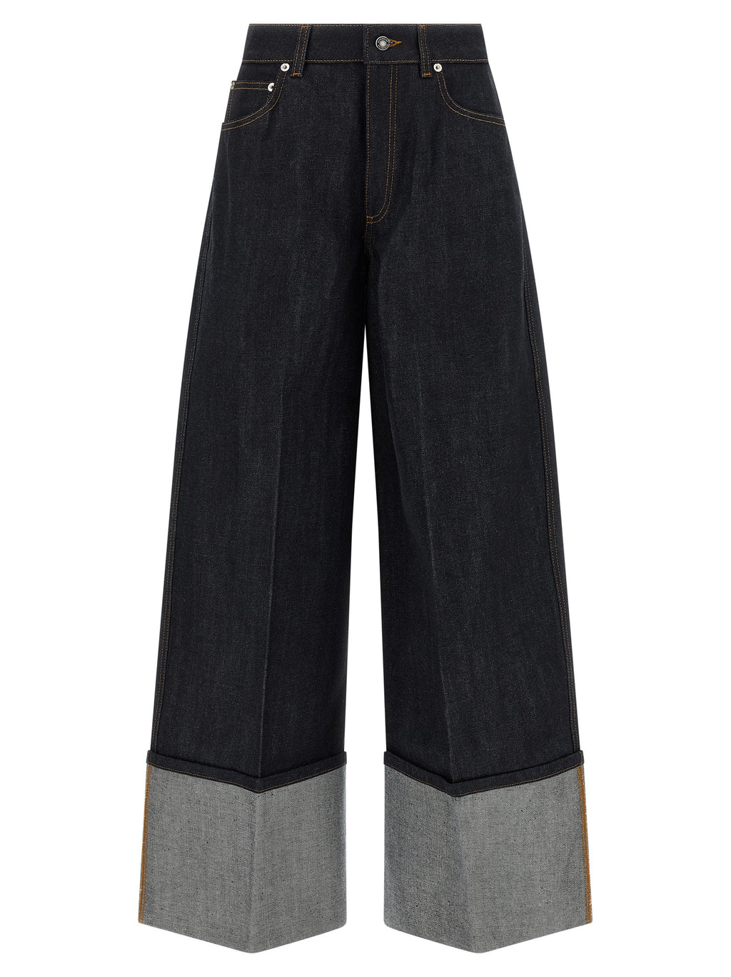 Jean évasé en coton bleu Givenchy, coupe fluide et tendance, détails modernes pour un style chic et décontracté.