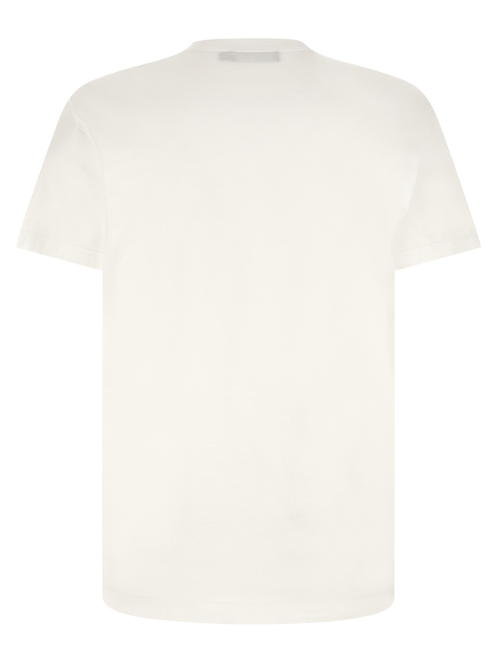 T-shirt blanc en coton de Dolce & Gabbana, coupe classique avec logo discret, porté sur mannequin.