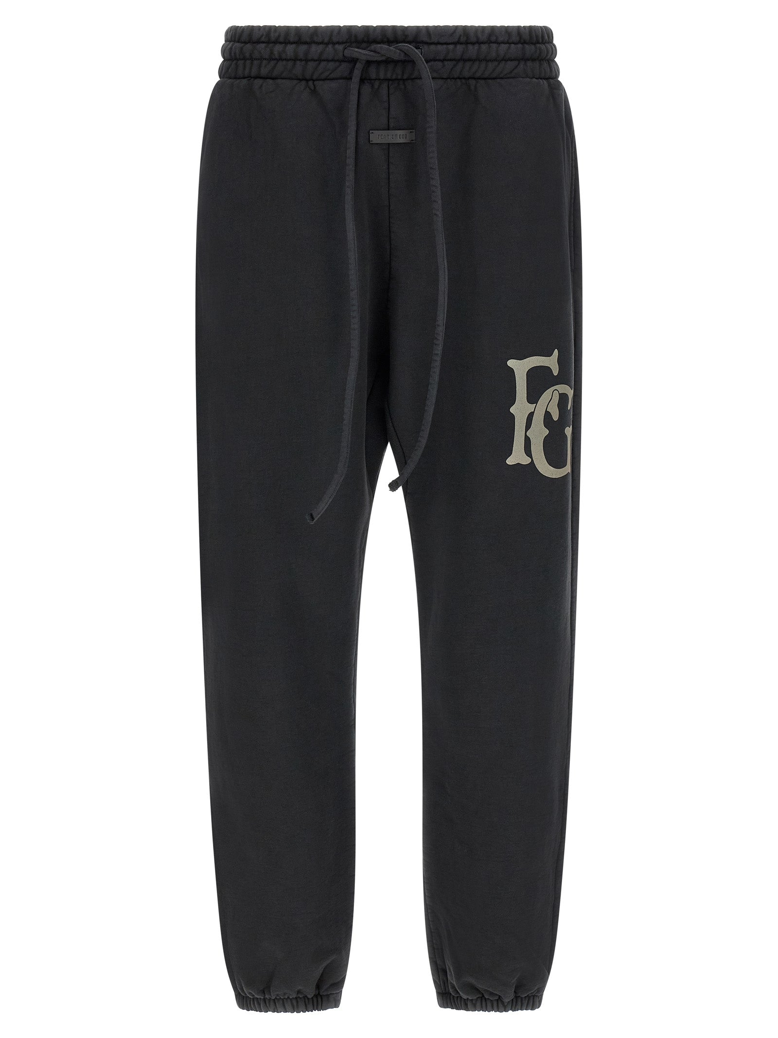 Pantalon de jogging noir en coton Fear Of God, vêtements de sport décontractés avec ceinture élastique et poches latérales.