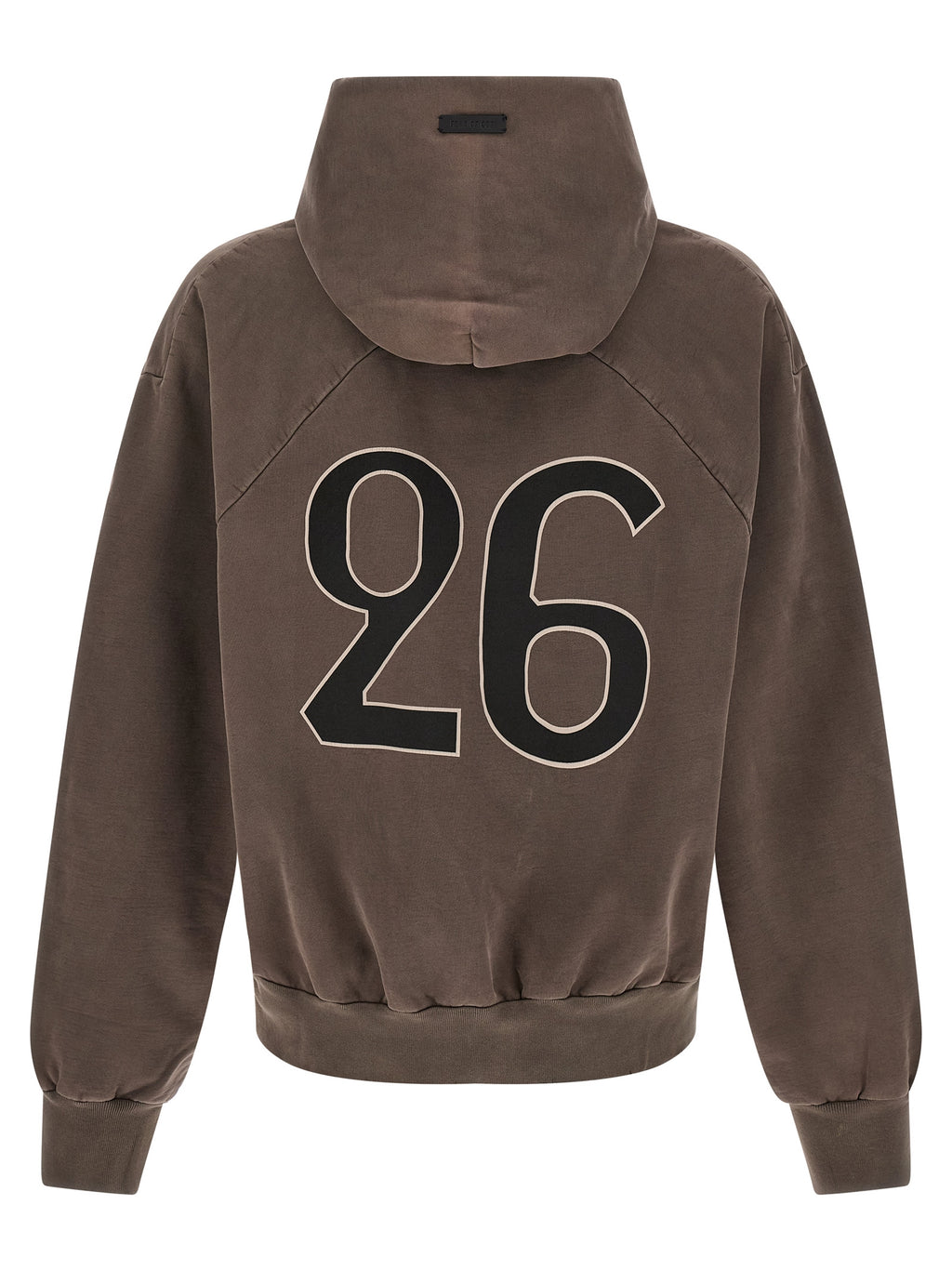 Sweatshirt en coton marron de Fear Of God, style décontracté avec logo discret, porté sur un mannequin.