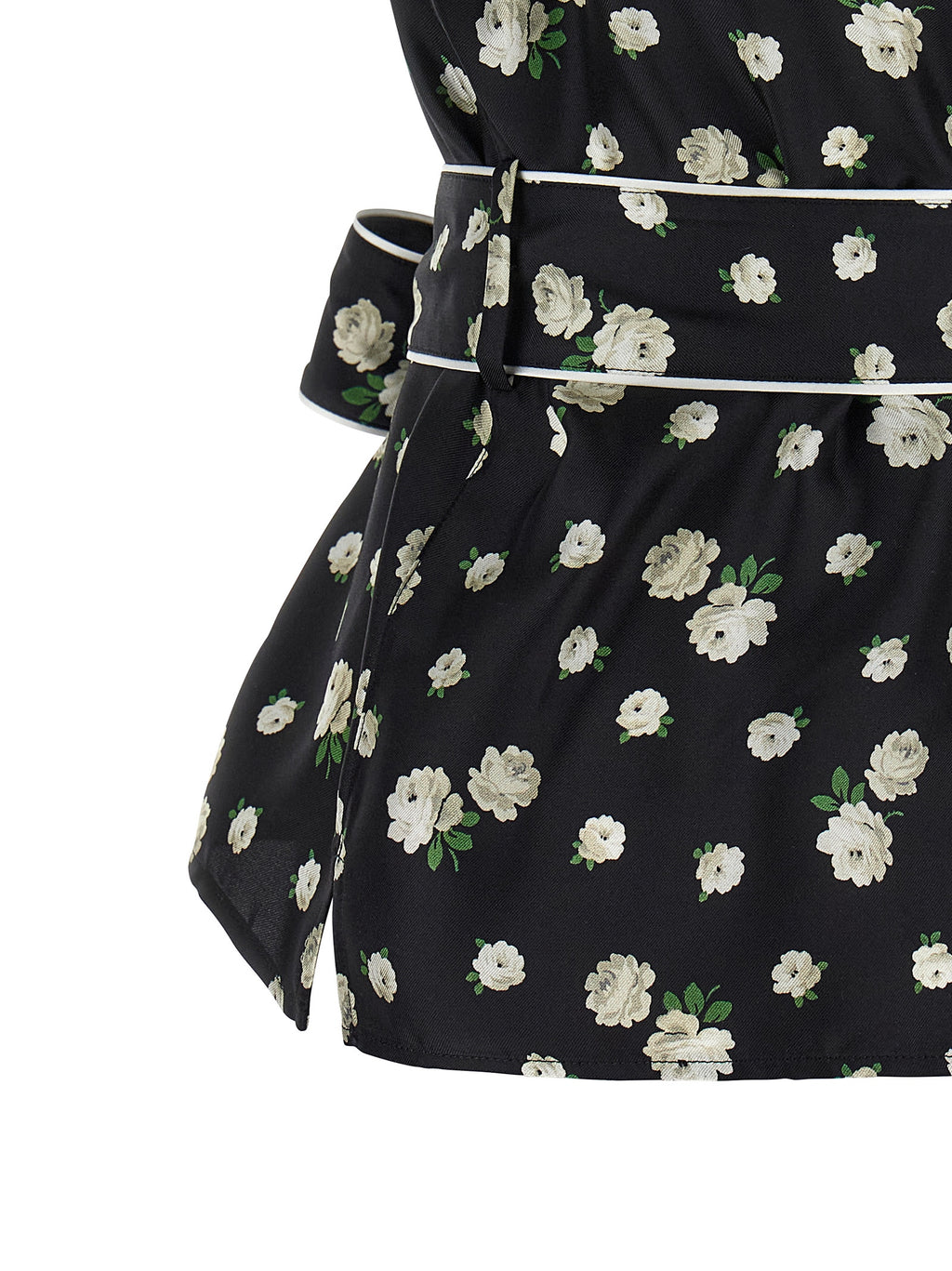 Chemisier en soie noire Dolce & Gabbana, élégant et sophistiqué, avec coupe fluide et détails subtils visible sur l'image.