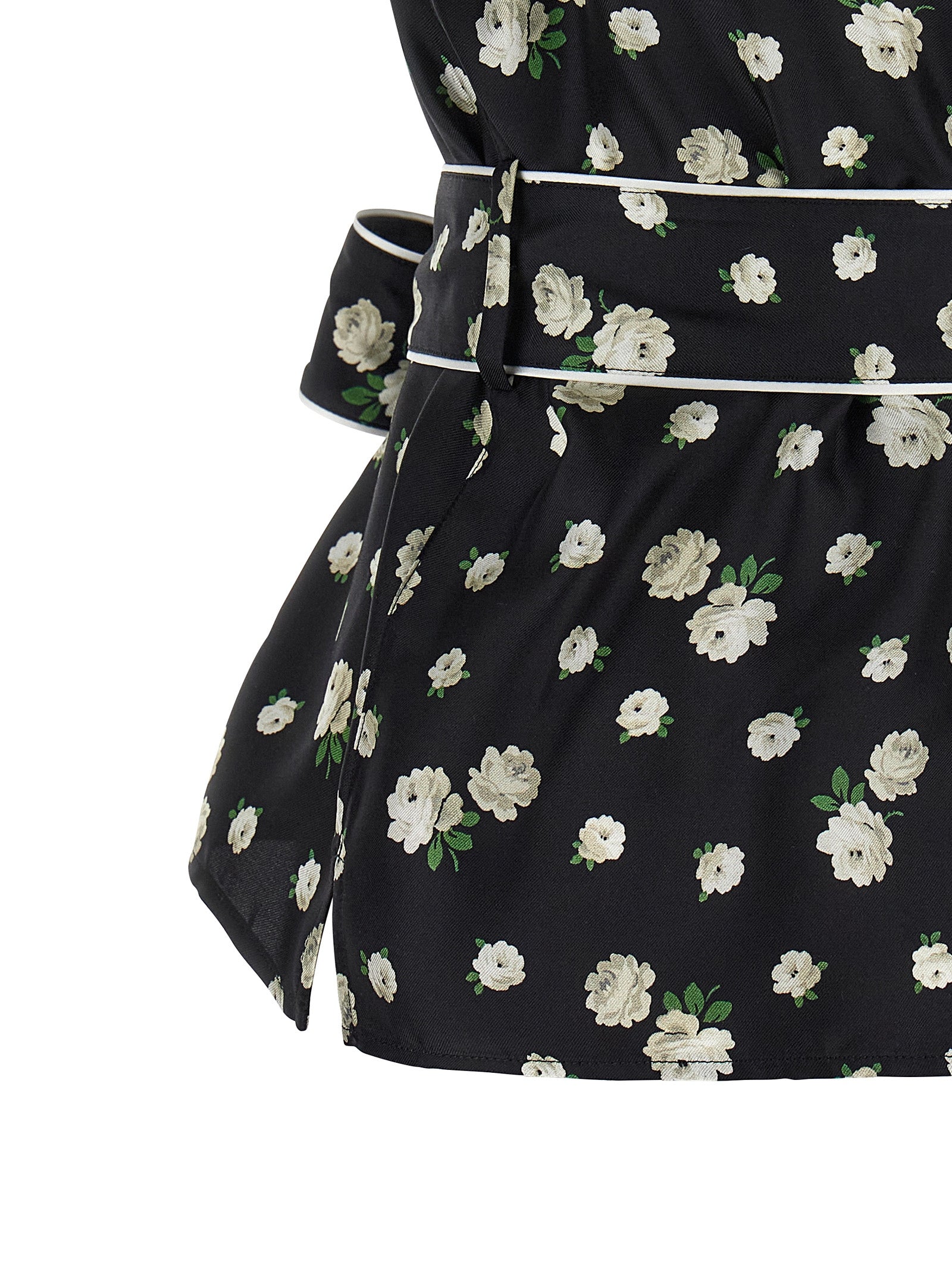 Chemisier en soie noire Dolce & Gabbana, élégant et sophistiqué, avec coupe fluide et détails subtils visible sur l'image.