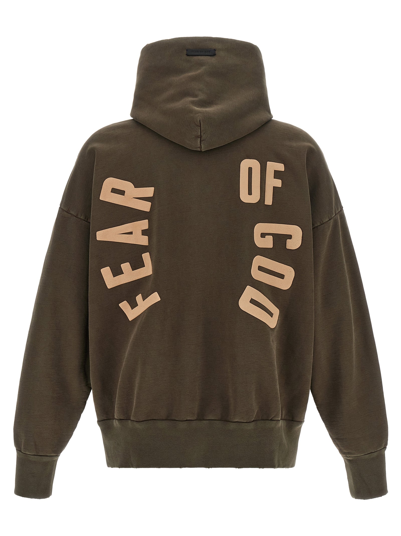 Sweatshirt en coton marron Fear Of God, coupe décontractée, avec logo discret, porté de face dans un style casual.