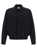 Veste en coton noire Saint Laurent, coupe élégante, avec détails modernes, vue de face sur une mannequin.