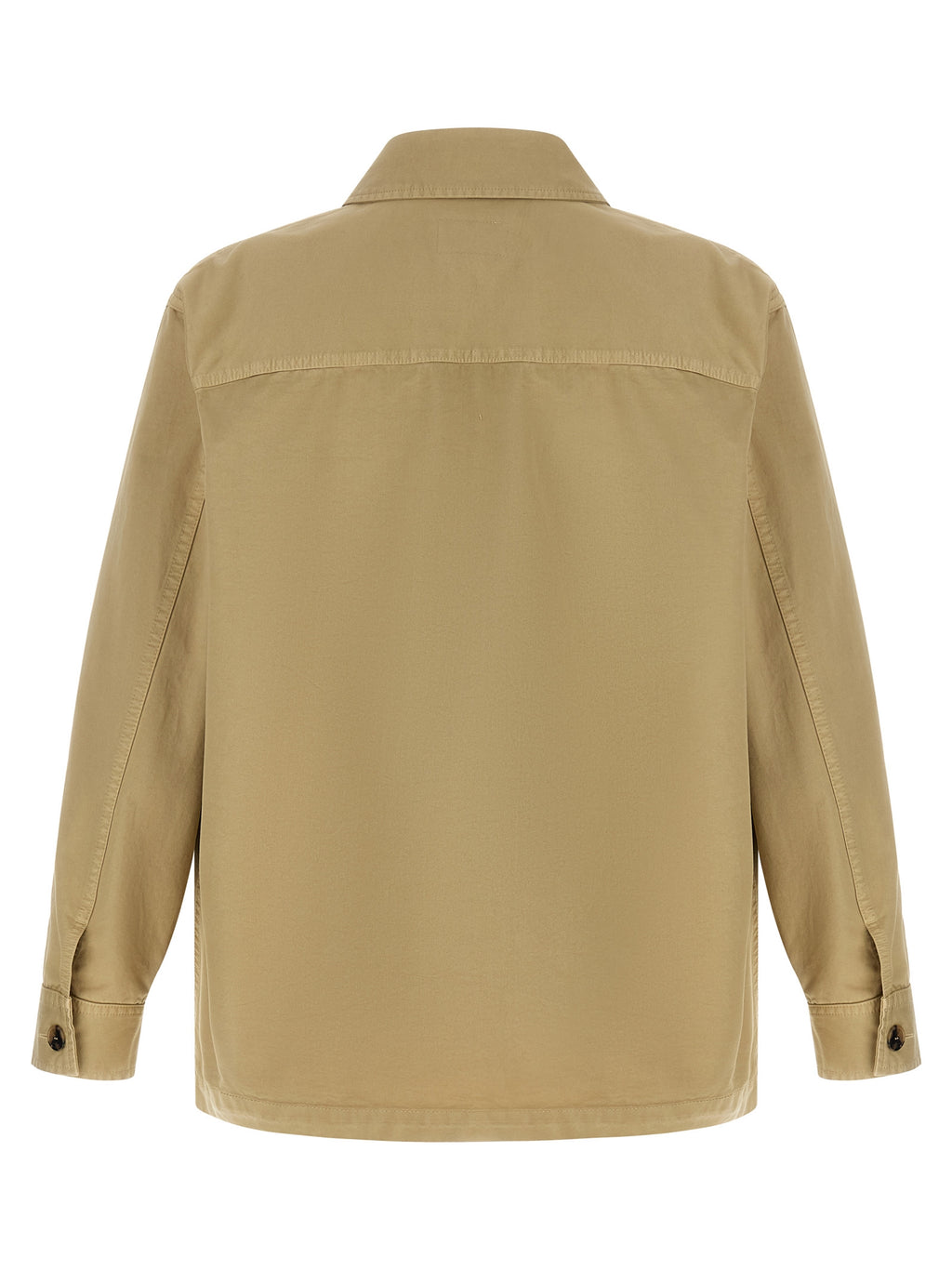 Blouse en coton beige de Saint Laurent, élégante et décontractée, avec col classique et manches longues, vue de face.