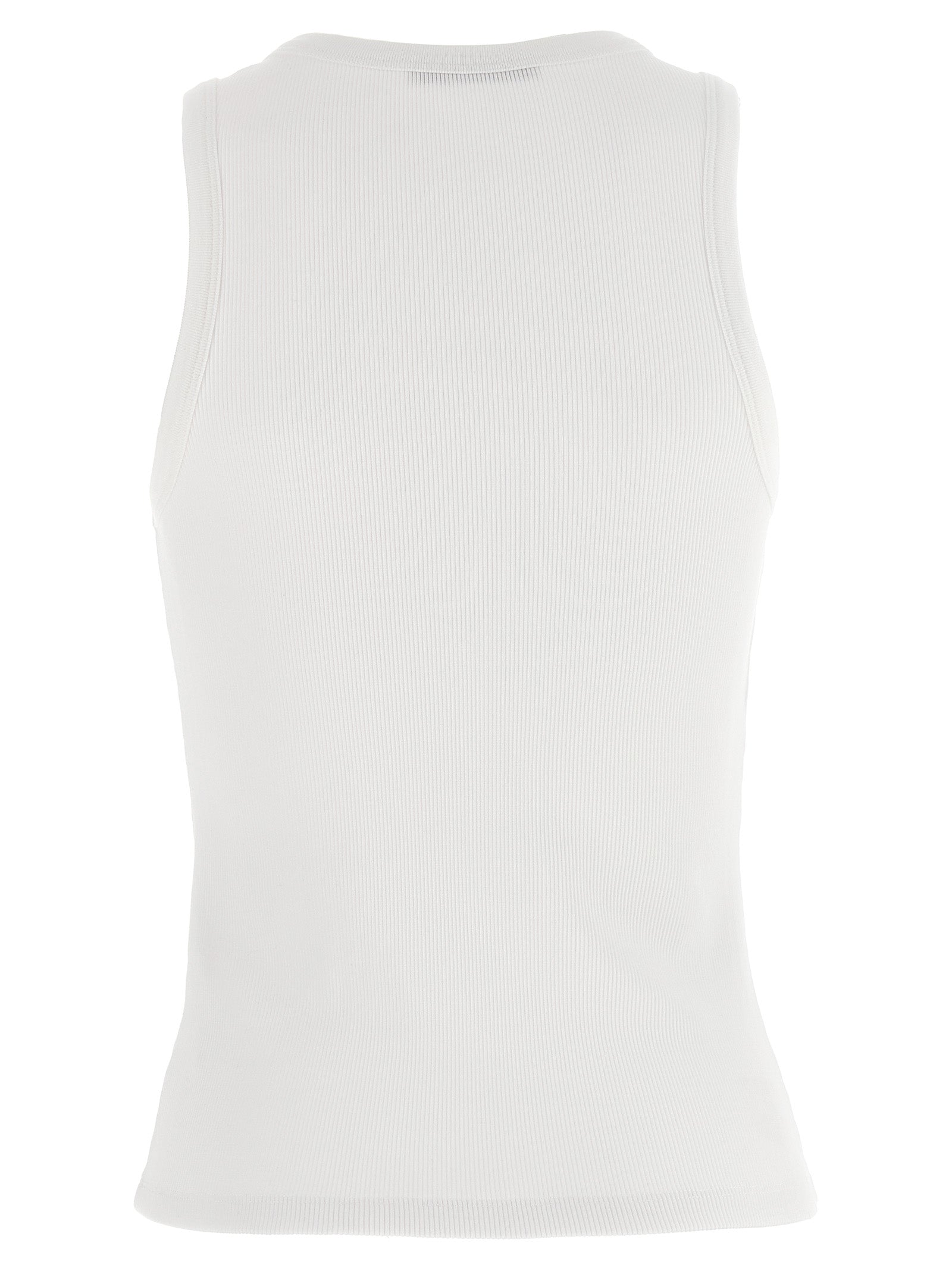 T-shirt blanc en coton sans manches de la marque Givenchy, affichant un style élégant et moderne.