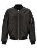 Veste en cuir noire Dsquared² pour homme, avec détails en cuir et coupe ajustée, visible sur l'image.