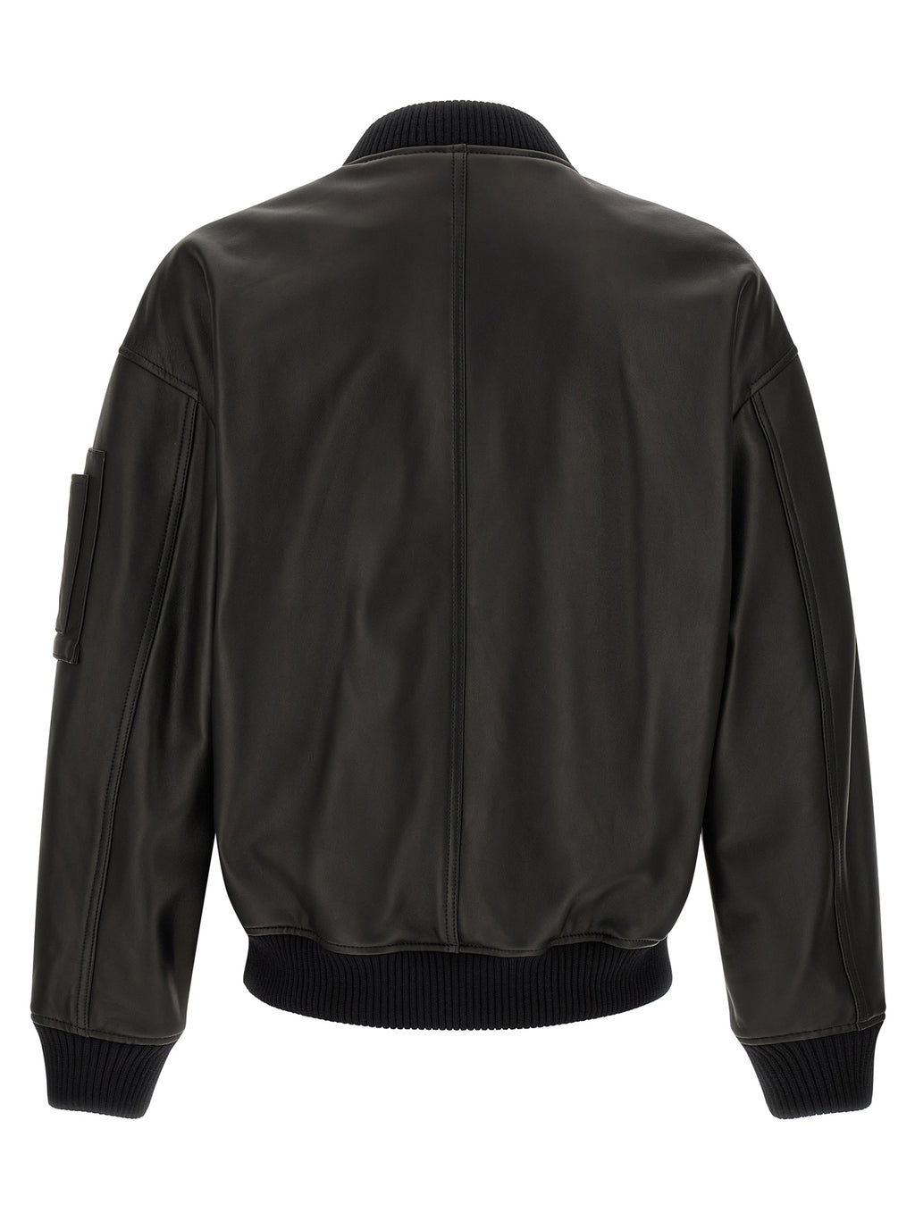 Veste en cuir noir Dsquared² pour homme, style moderne avec détails élégants, visible sur l'image.