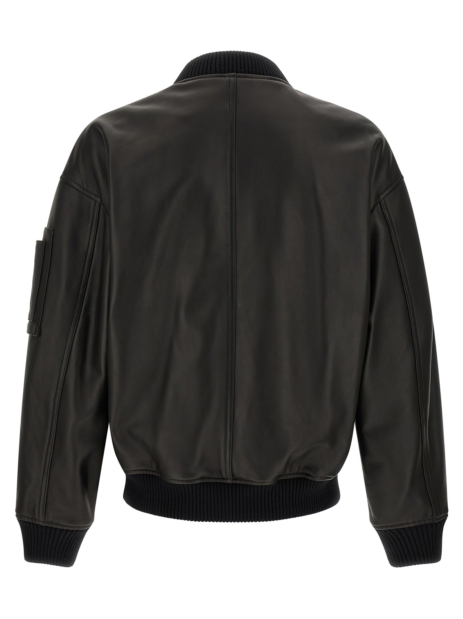 Veste en cuir noir Dsquared² pour homme, style moderne avec détails élégants, visible sur l'image.