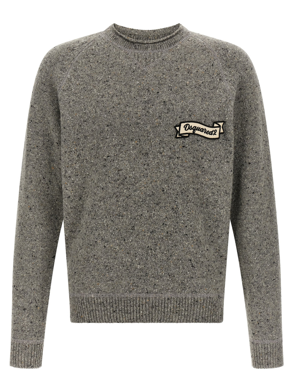 Cardigan en laine grise Dsquared² porté, montre le col rond et les boutons sur le devant, style décontracté et élégant.