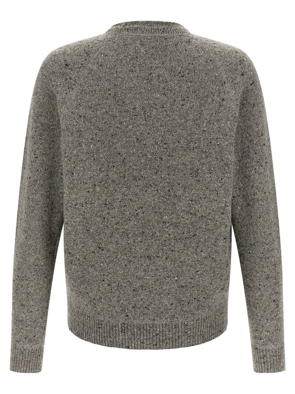 Cardigan en laine gris de Dsquared² porté par un mannequin, détails de texture et coupe élégante visible.