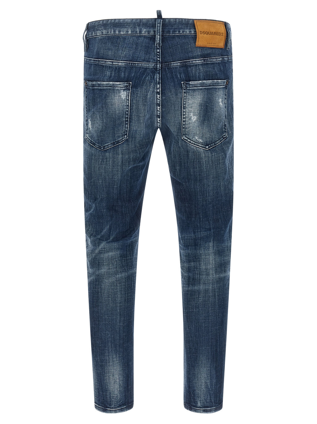 Jeans bleus en coton à coupe décontractée de Dsquared², style moderne et confortable, visible avec détails de couture.