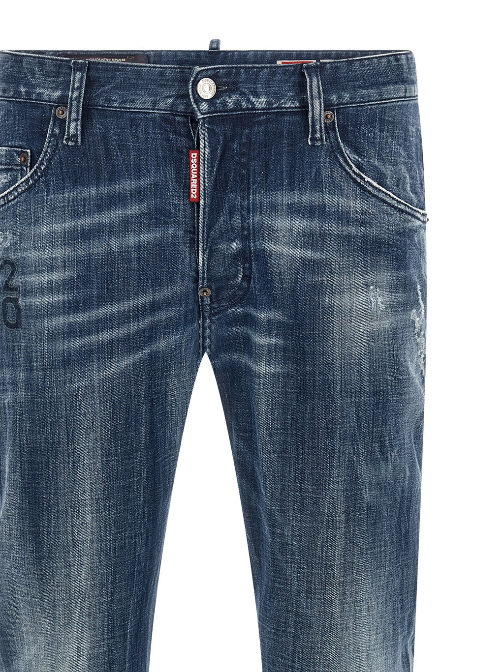 Jeans en coton bleu décontractés de Dsquared², coupe ample, détails classiques et style décontracté visible sur l'image.