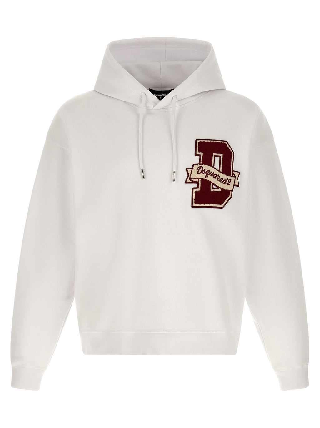 Sweat-shirt blanc en coton de la marque Dsquared², coupe décontractée avec logo discret sur la poitrine.
