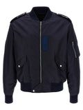 Veste bomber bleue en polyamide de Givenchy, coupe classique avec fermeture éclair et col ras du cou, vue de face.