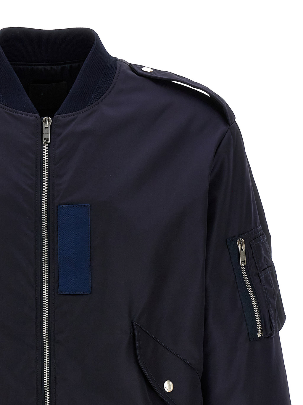 Veste bomber bleue en polyamide de Givenchy, style élégant avec fermeture éclair et col montant.