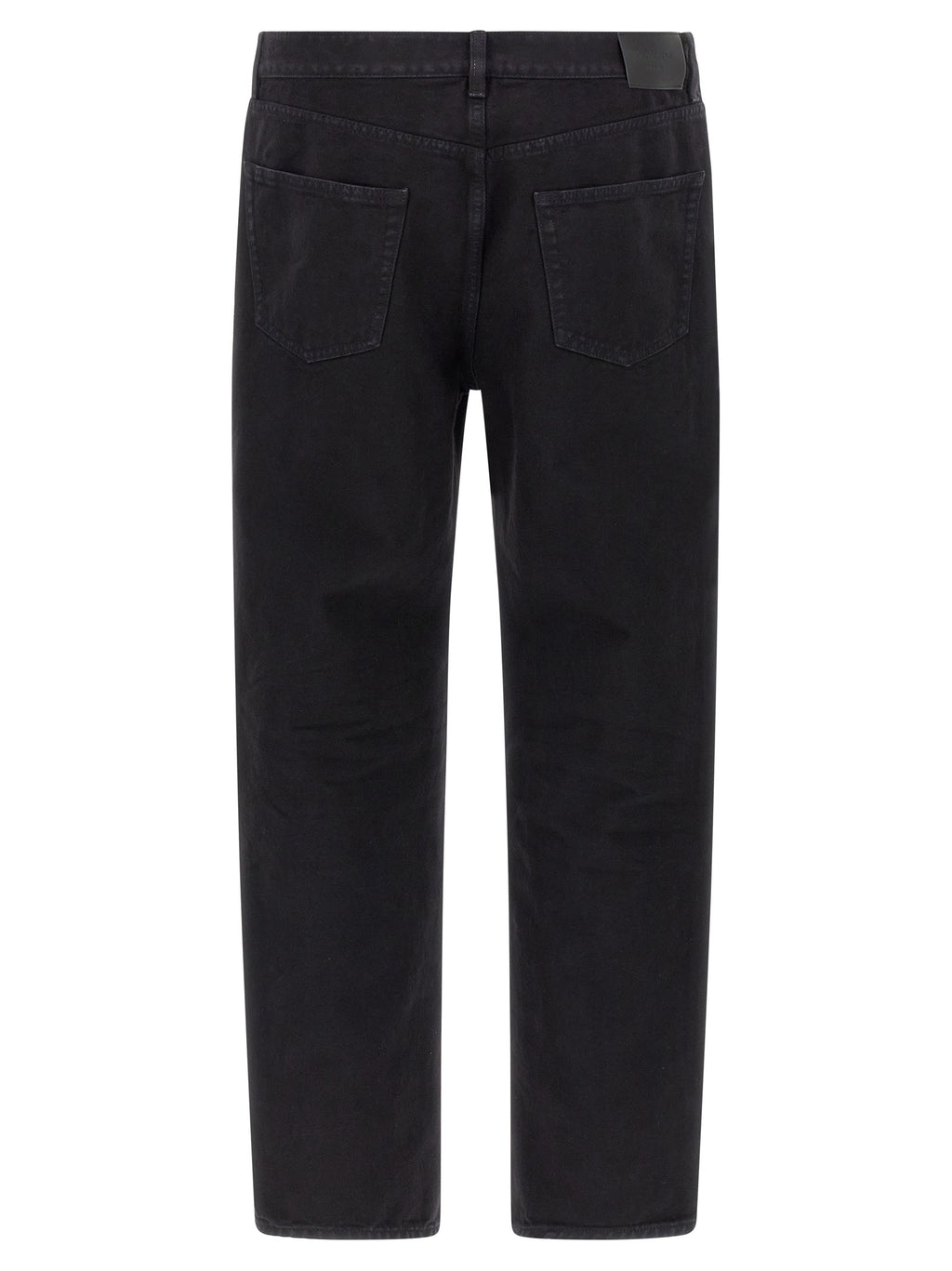 Jean droit en coton noir de Saint Laurent, denim élégant et classique, visible avec une coupe droite et une finition soignée.