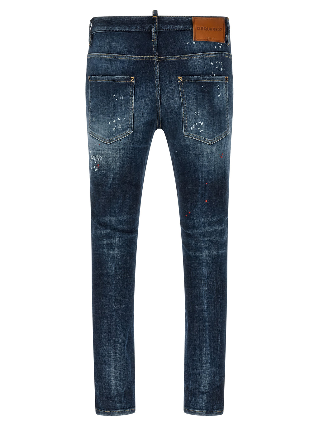 Jeans en denim en coton bleu Dsquared², coupe classique, visibles avec détails de couture et poches avant.