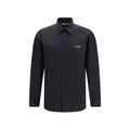Chemise noire en coton Givenchy, chemise élégante avec col classique et boutons, vue en gros plan.