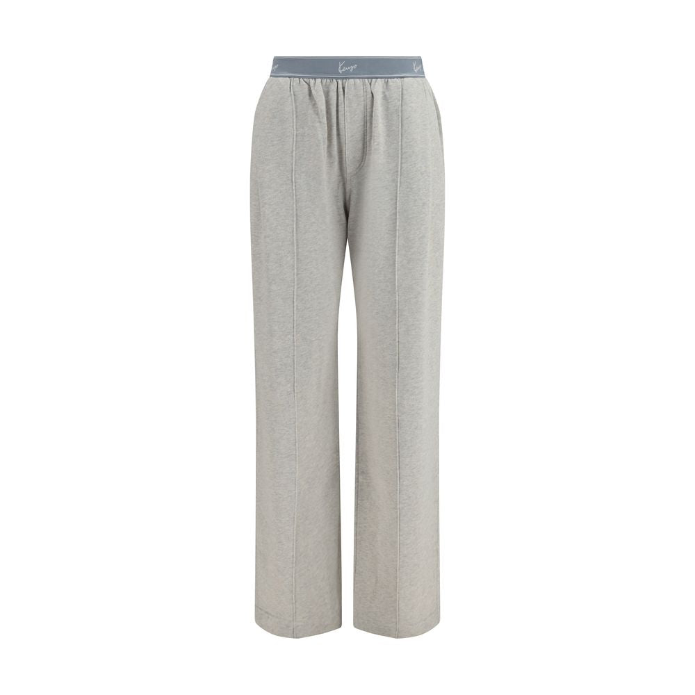 Pantalons de jogging en coton gris Kenzo, style décontracté, avec ceinture élastique et poches latérales.