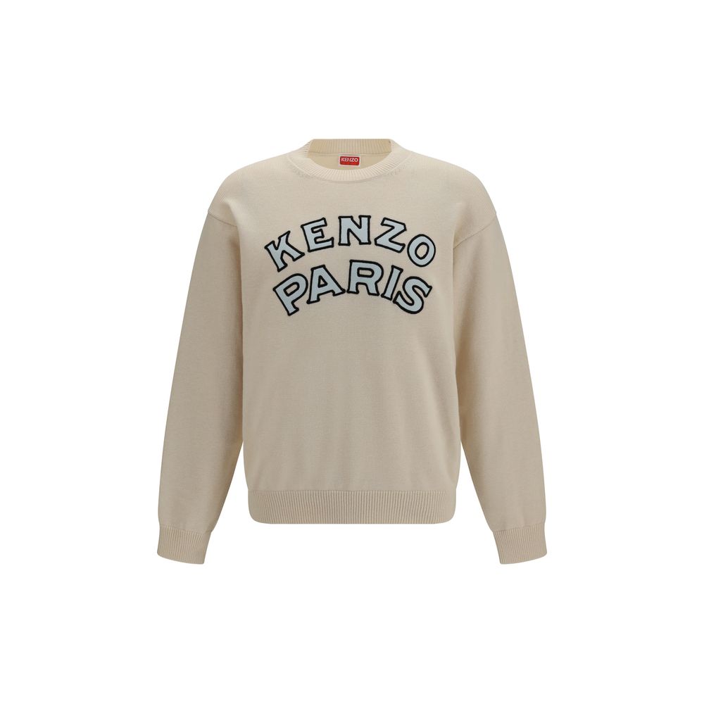 Sweatshirt beige en laine de Kenzo avec motif Aries, coupe décontractée et détails texturés, pour un style élégant et confortable.