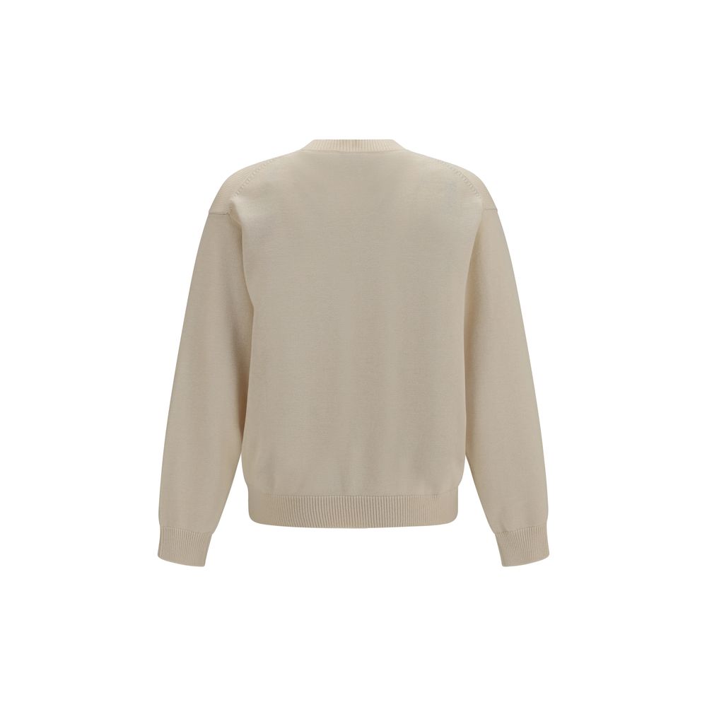 Sweat-shirt beige en laine Kenzo Oves Aries, avec logo brodé, porté sur un mannequin, vue de face.