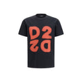 T-shirt en coton noir de la marque Dsquared², avec logo et style décontracté, visible sur l'image.