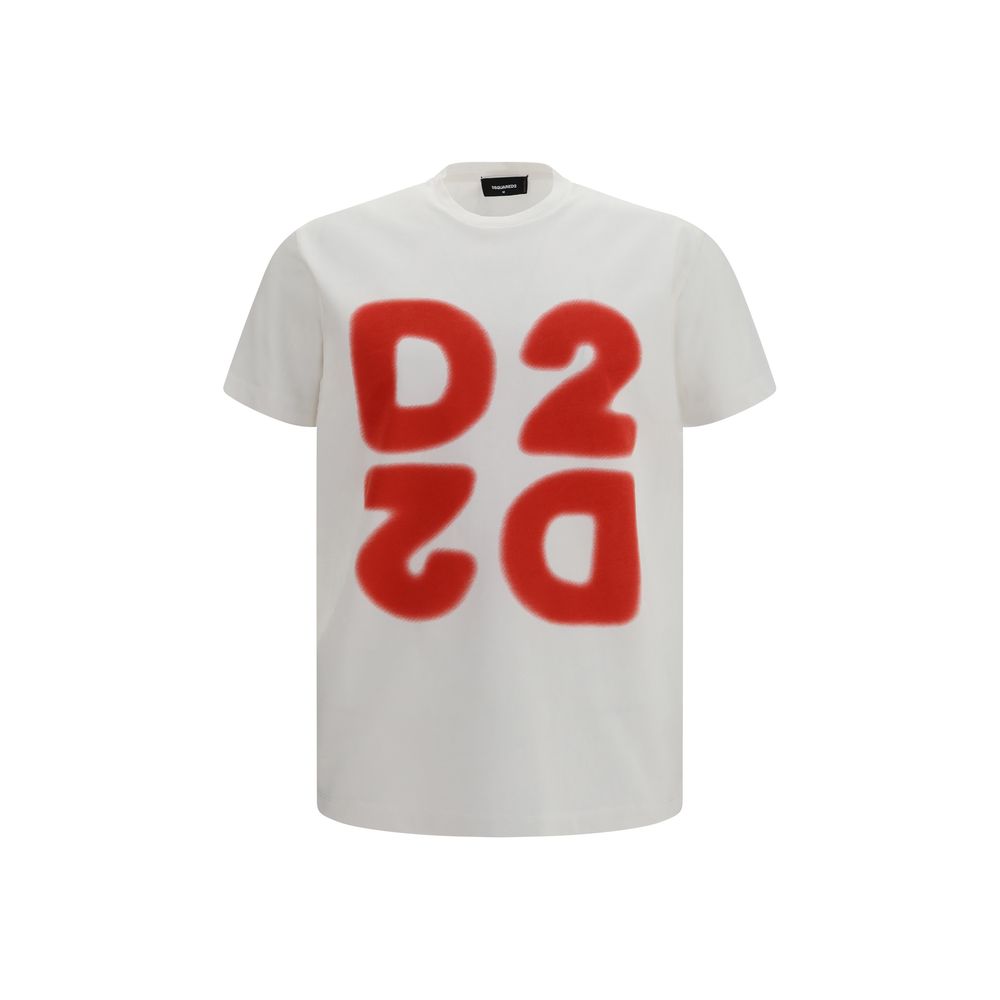 T-shirt blanc en coton de la marque Dsquared², coupe classique et logo discret visible sur le devant.