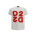 T-shirt blanc en coton de la marque Dsquared², coupe classique et logo discret visible sur le devant.