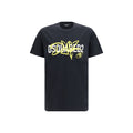 T-shirt en coton noir Dsquared² avec logo en relief, porté sur mannequin, vue de face.