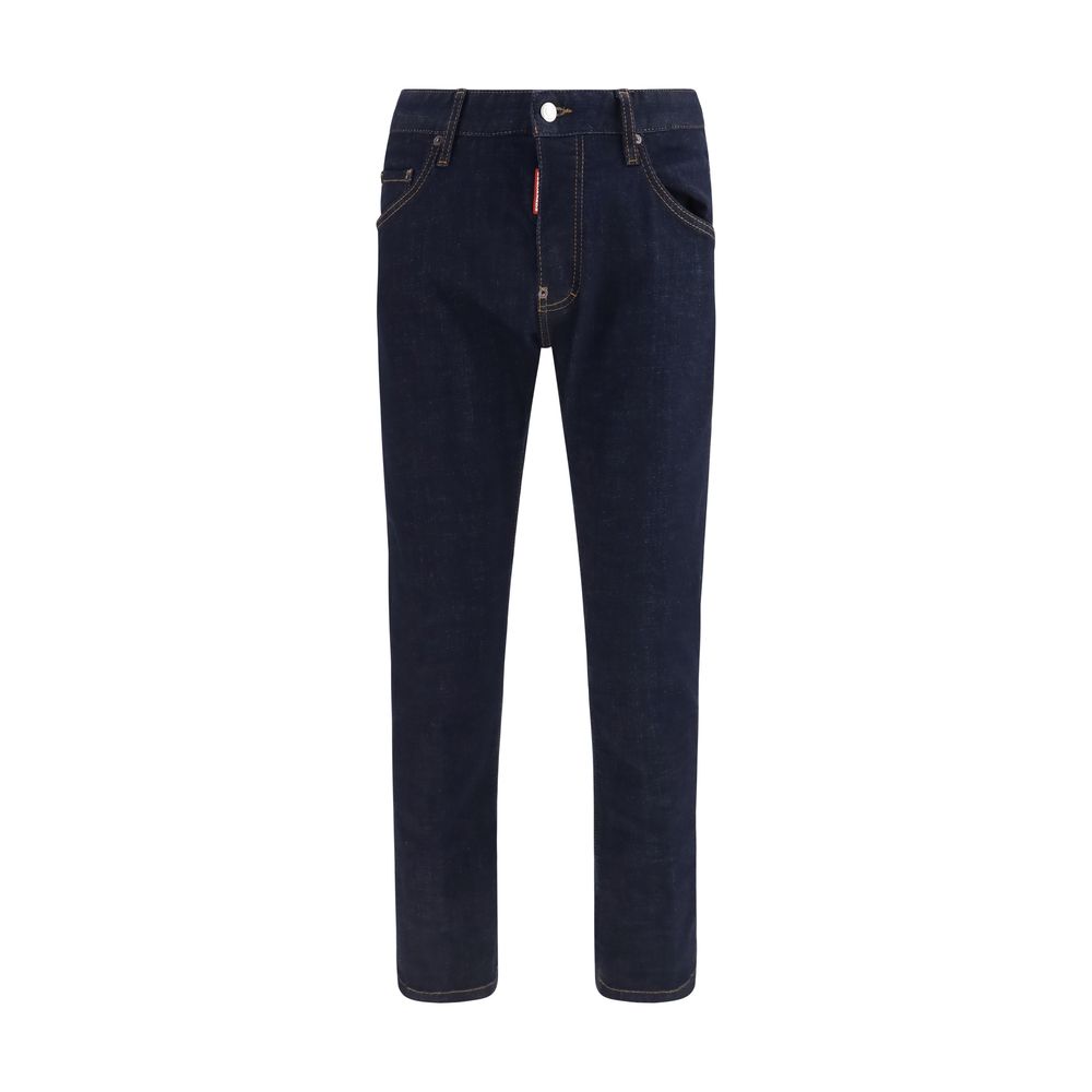 Jeans slim en coton bleu de la marque Dsquared², coupe ajustée, détails classiques et style décontracté.