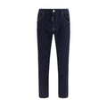 Jeans slim en coton bleu de la marque Dsquared², coupe ajustée, détails classiques et style décontracté.