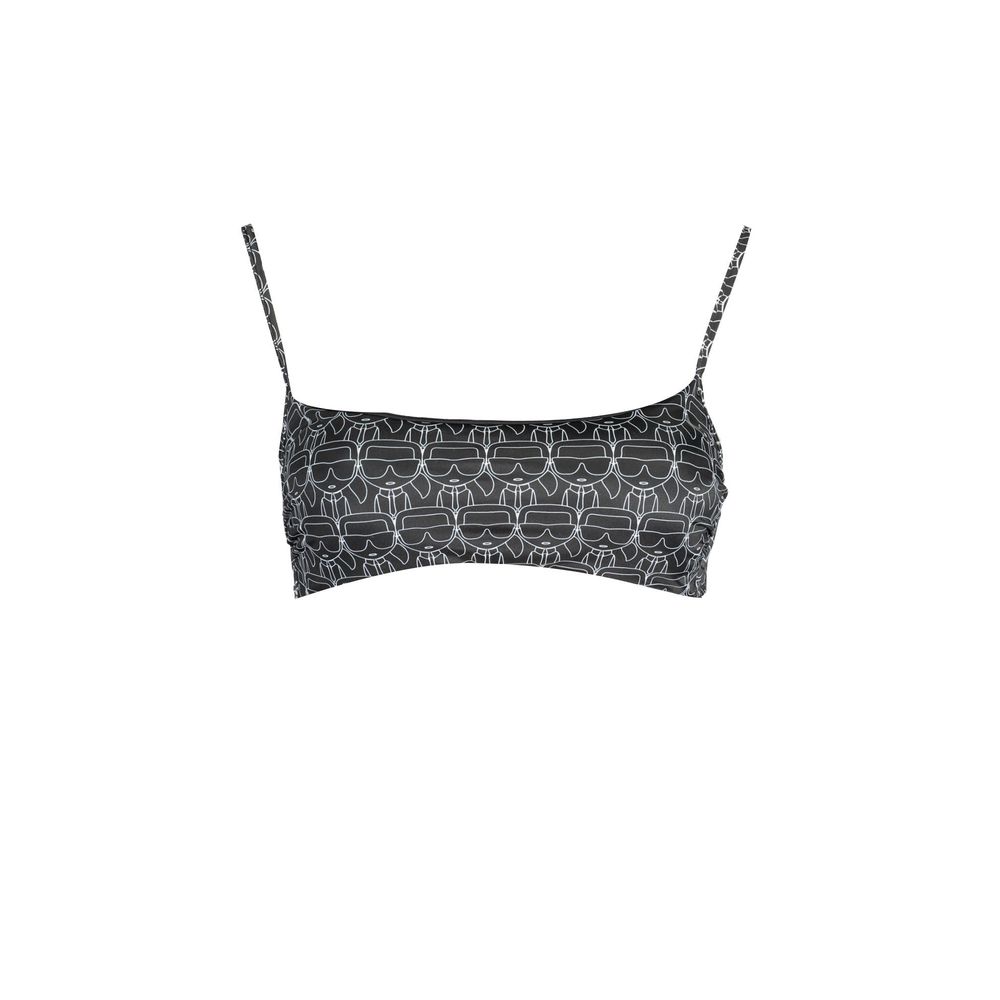 Maillot de bain femme Karl Lagerfeld en polyester noir, élégant et ajusté, avec détails modernes pour un look chic à la plage.