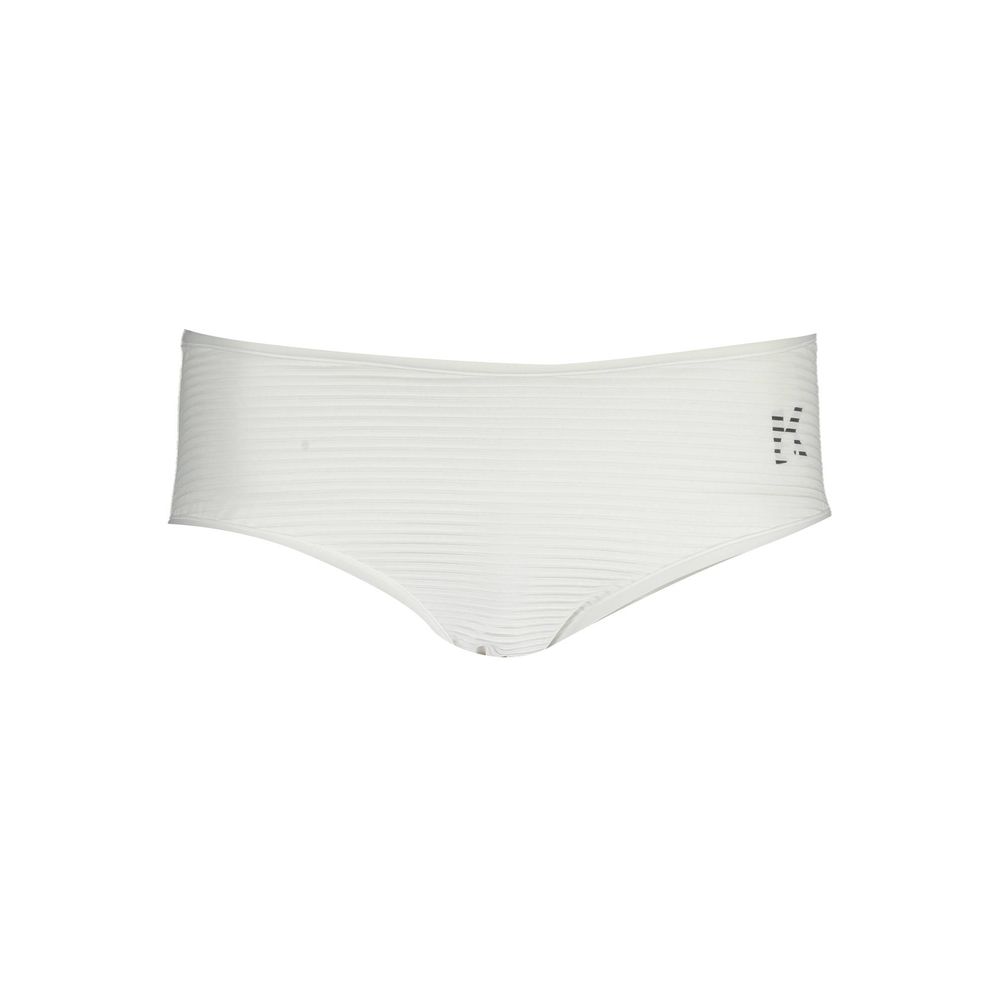 Maillot de bain femme Karl Lagerfeld blanc en polyamide, slip de natation élégant et ajusté.