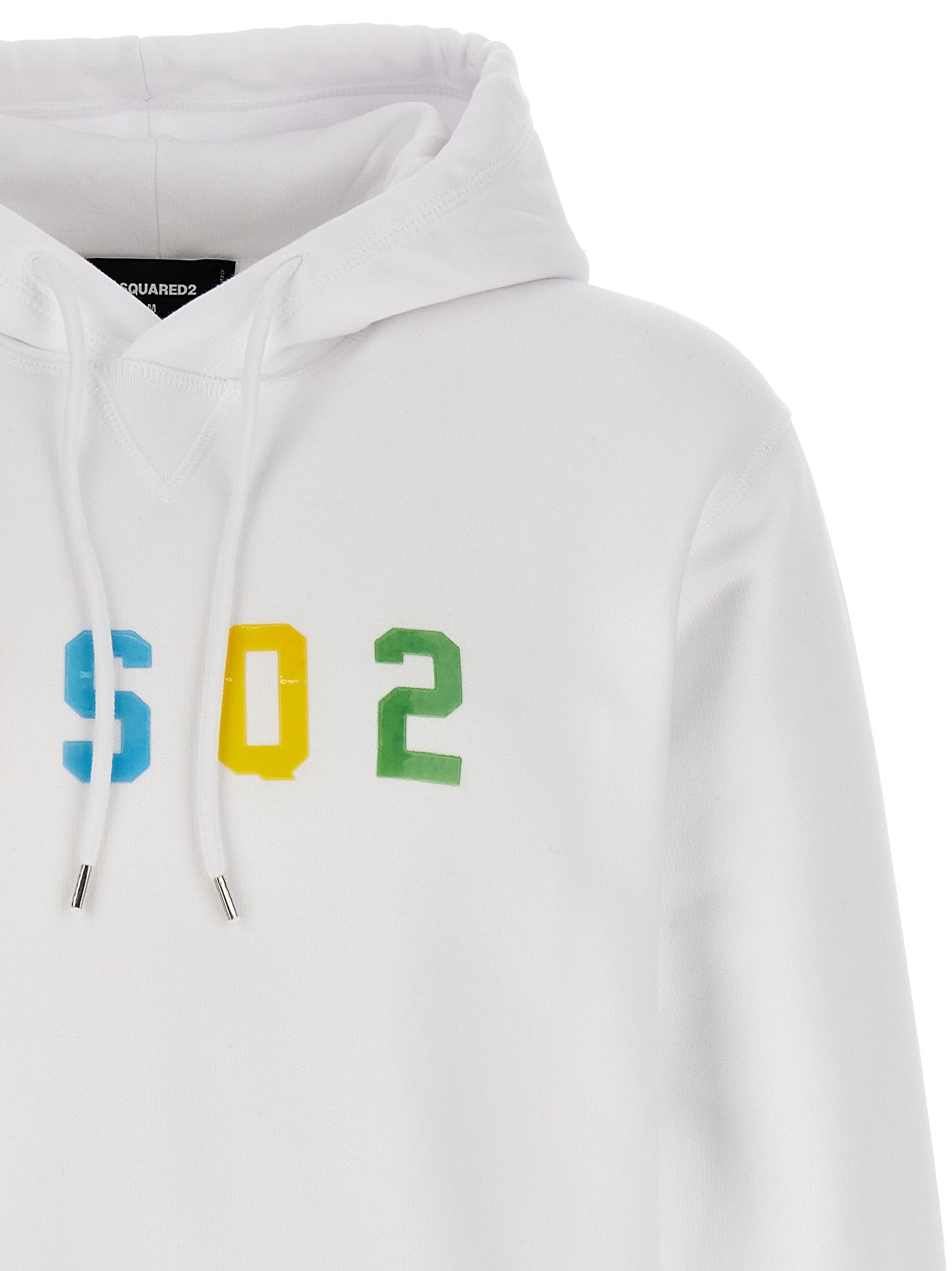 Sweatshirt blanc en coton de la marque Dsquared², coupe décontractée et design simple, vue de face.