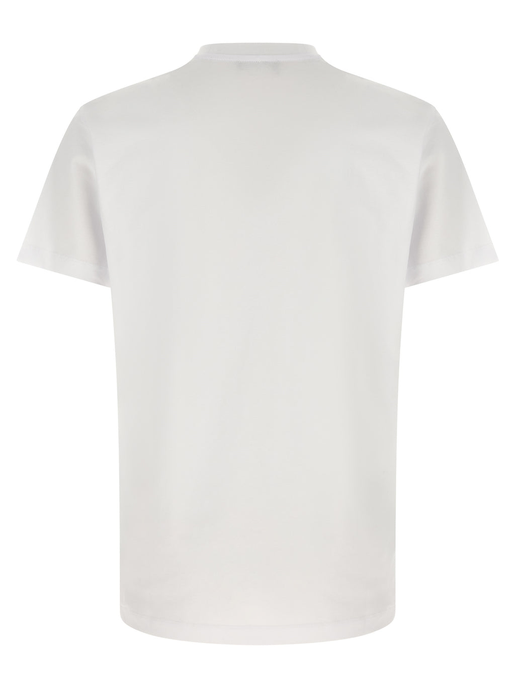 T-shirt blanc en coton de la marque Versace, coupe classique et logo visible sur le devant.